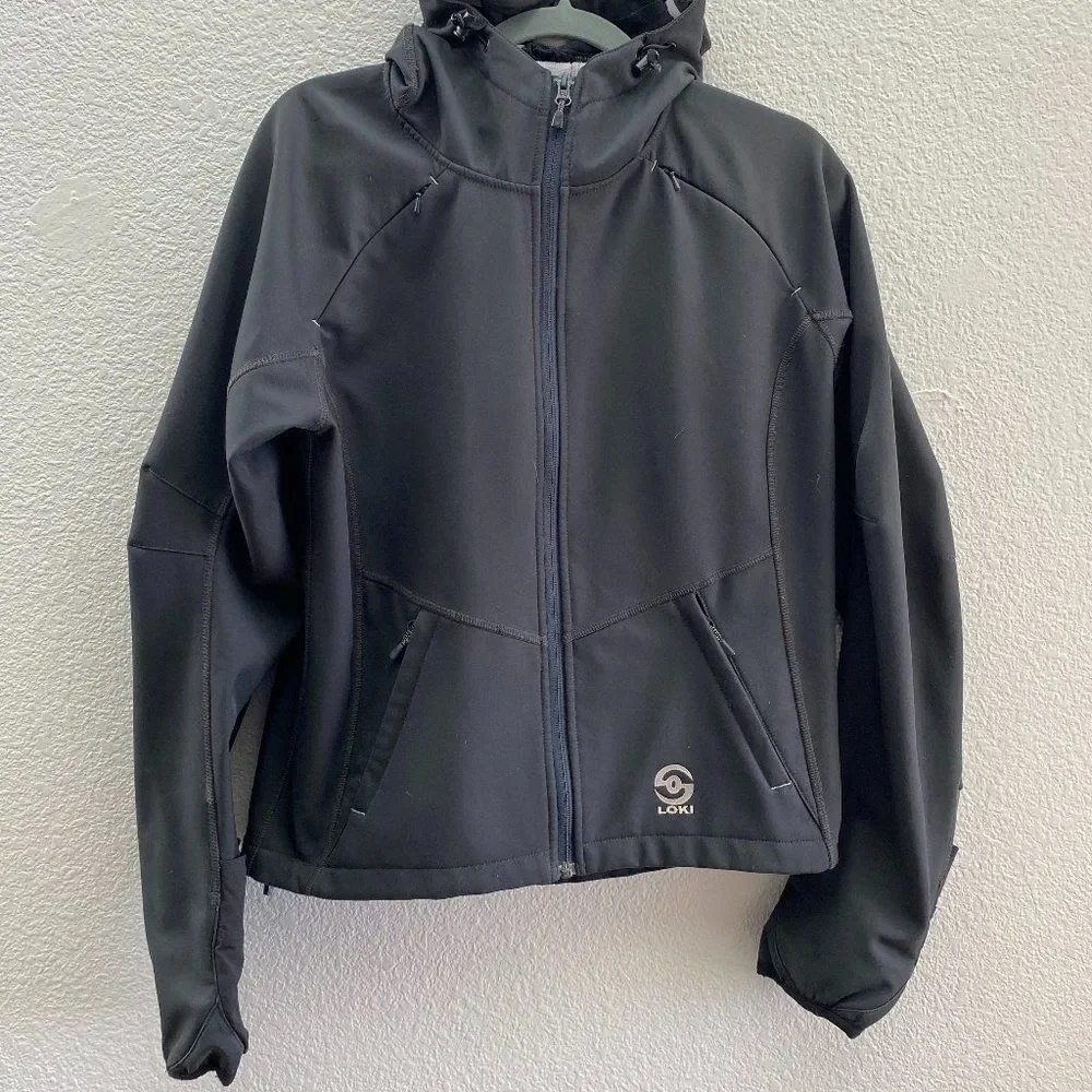 Loki Outerwear Fleece Lined Black Jacket Full Zip Gloves Size Small Hooded